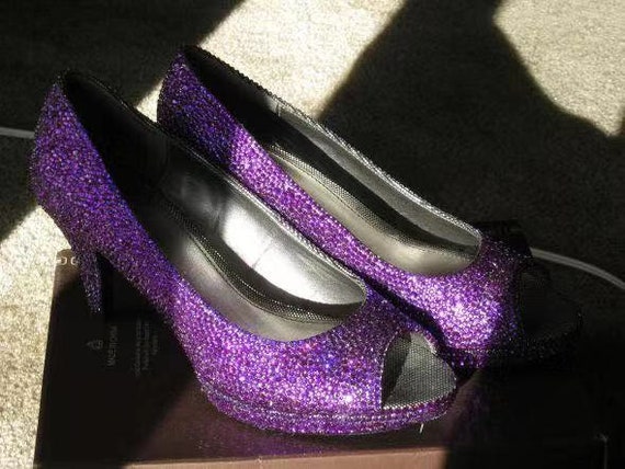 Purple sparkly wedding shoes discount