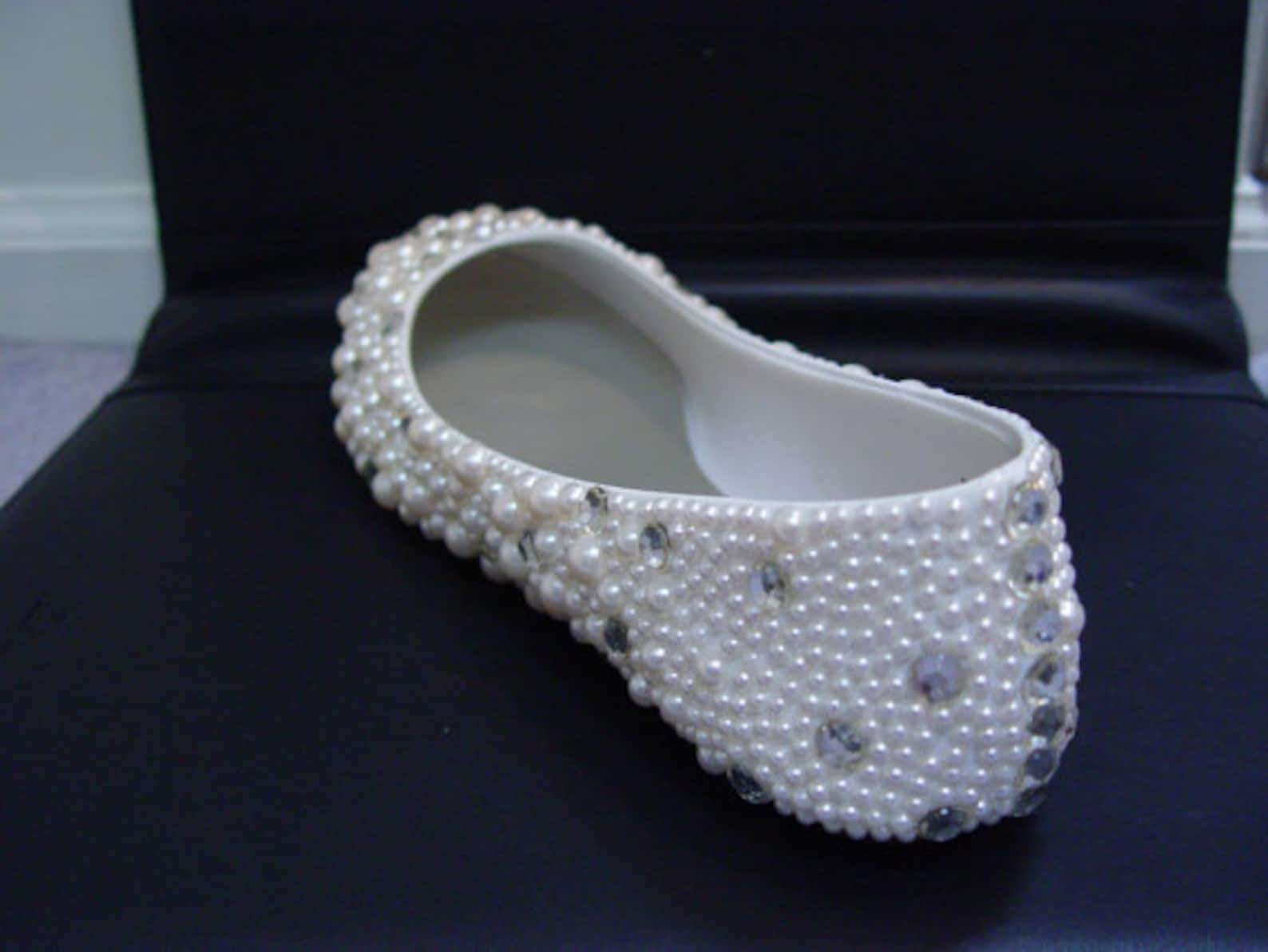 soft comfortable ballet flats shoes pearlized shoes pearl clean rhinestone ballet slippers, ivory women shoes flats-made to orde