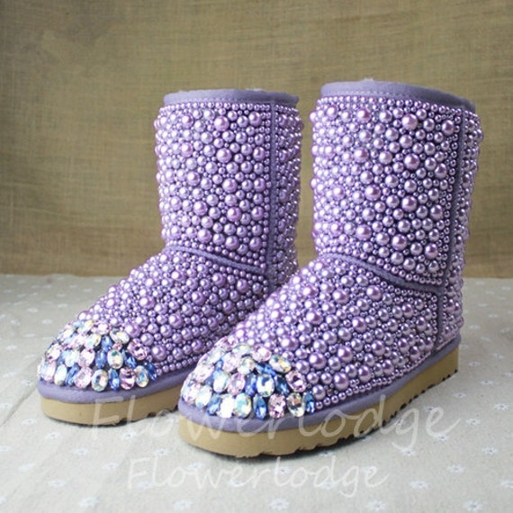 Lavender Women Boots Leather Wool Boots with Light Purple Etsy