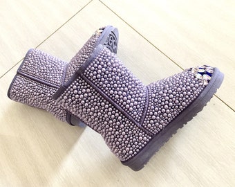 make bling out on boots for girls and women lavender light purple stones