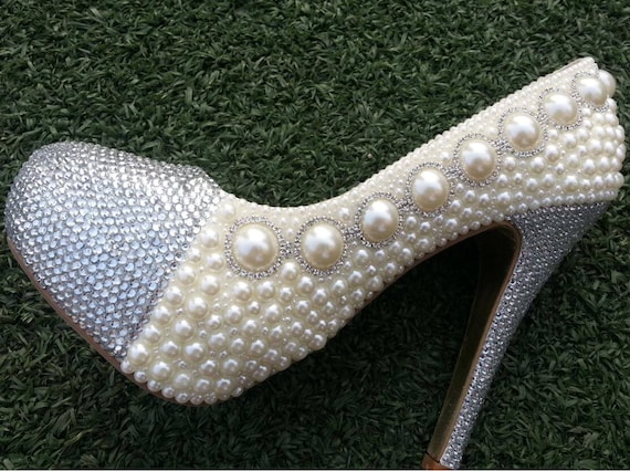 Buy Ivory Women Shoes Handmade Pearled Rhinestone Women Pumps