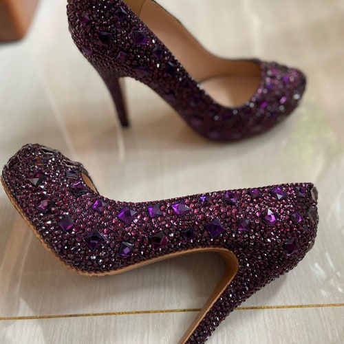 dark purple platform heels