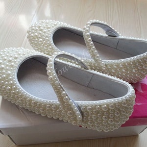 perlas de marfil perlas zapatos de niña custsom para niña más pequeña niña más grande de todos los tamaños disponible para personalizar zapatos de marfil de joven perla zapatos de niña de bebé