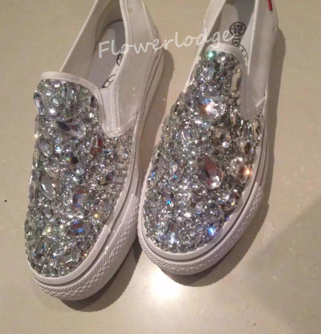 Swarovski Bling Canvas Shoes-silver Clean Bling Sneaker Custom for ...