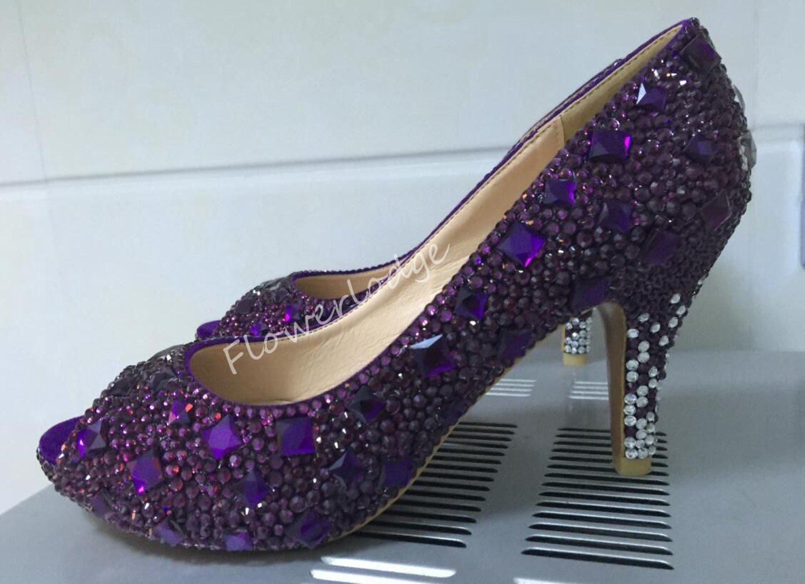 Purple Women Shoes Rhinestone Classic Pumps Closed Toe/peep | Etsy