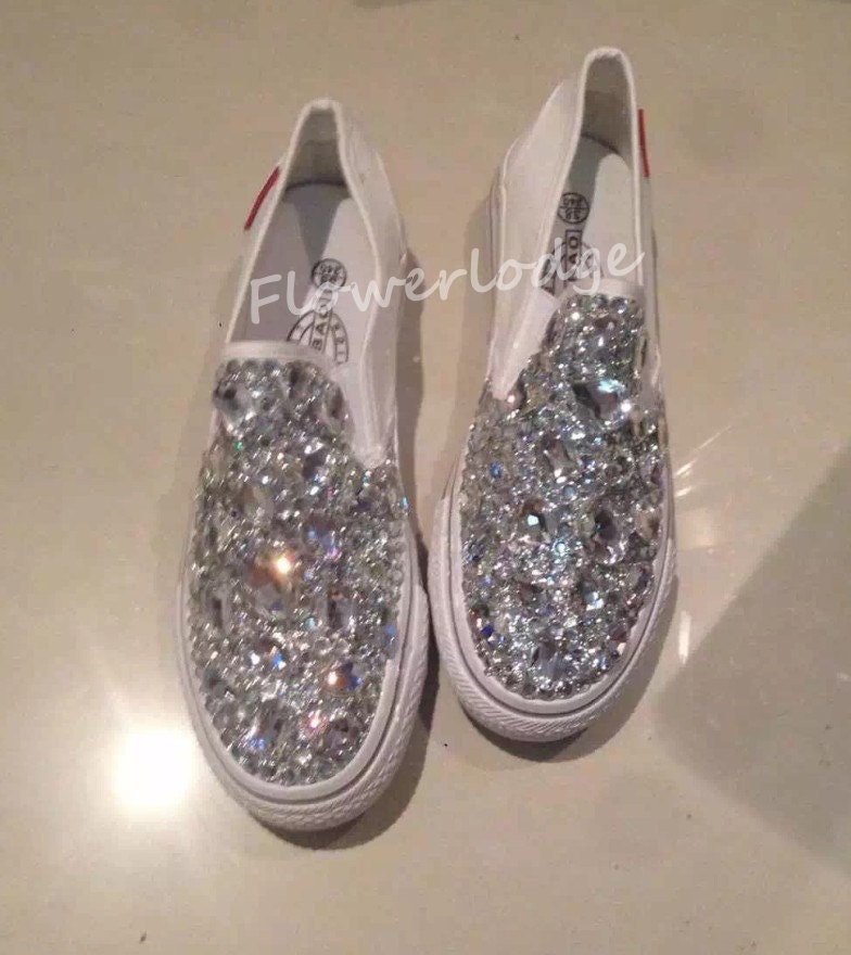 Swarovski Bling Canvas Shoes-silver Clean Bling Sneaker Custom - Etsy