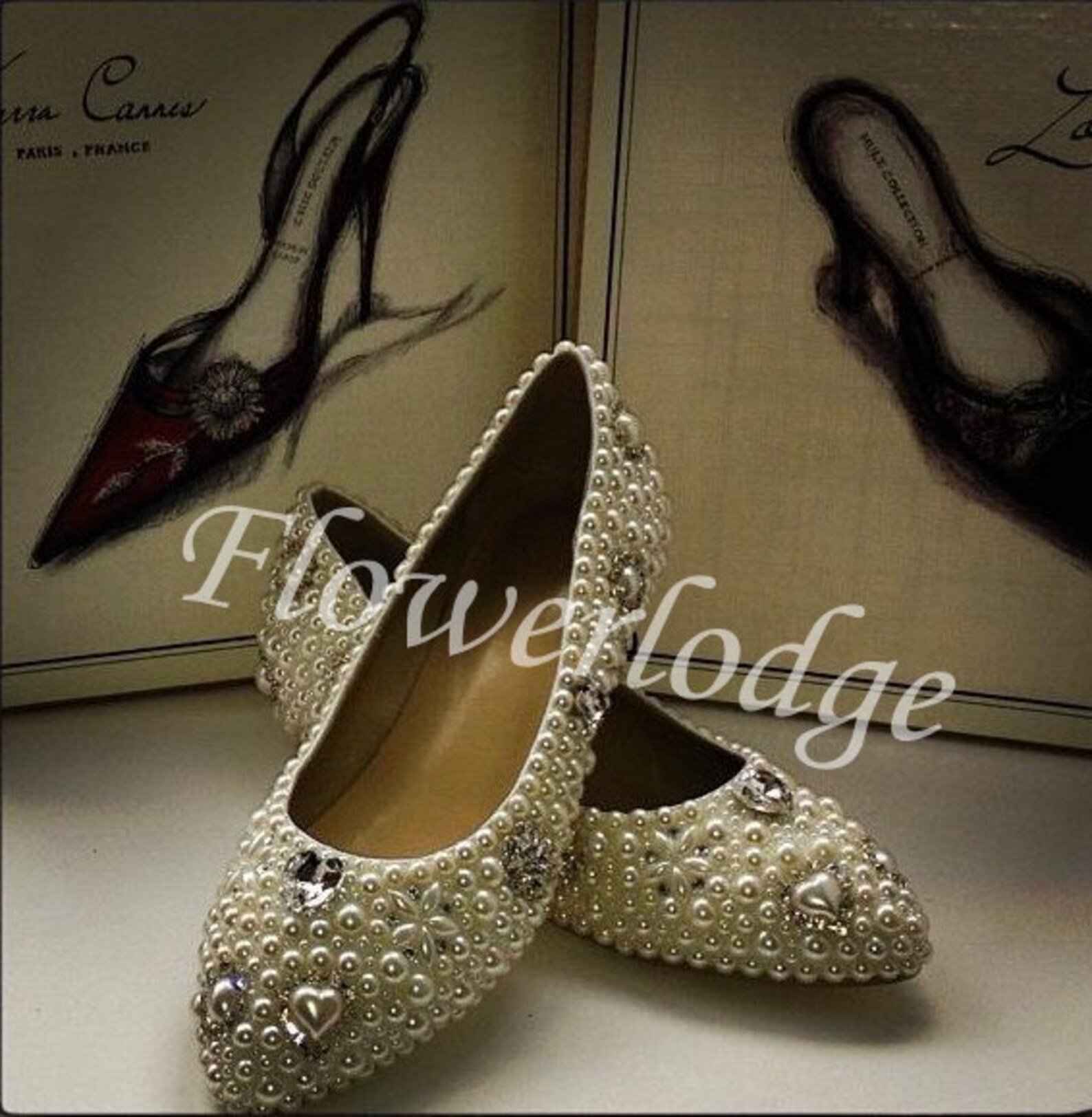 ivory pearl ballet flats shoes rhinestone crystal pearl beads dance flats leather women shoes soft comfortable flat shoes