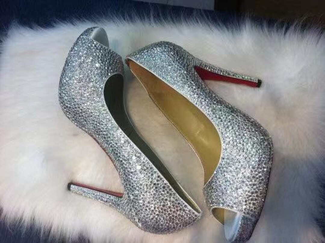 Gray glitter heels sale