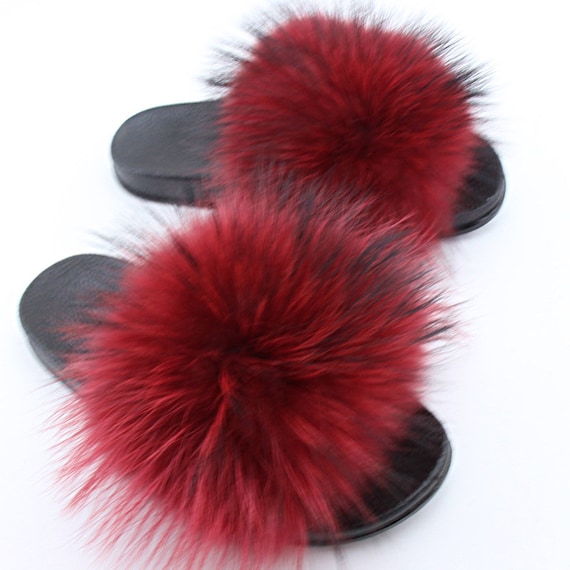 fluffy flip flop slippers