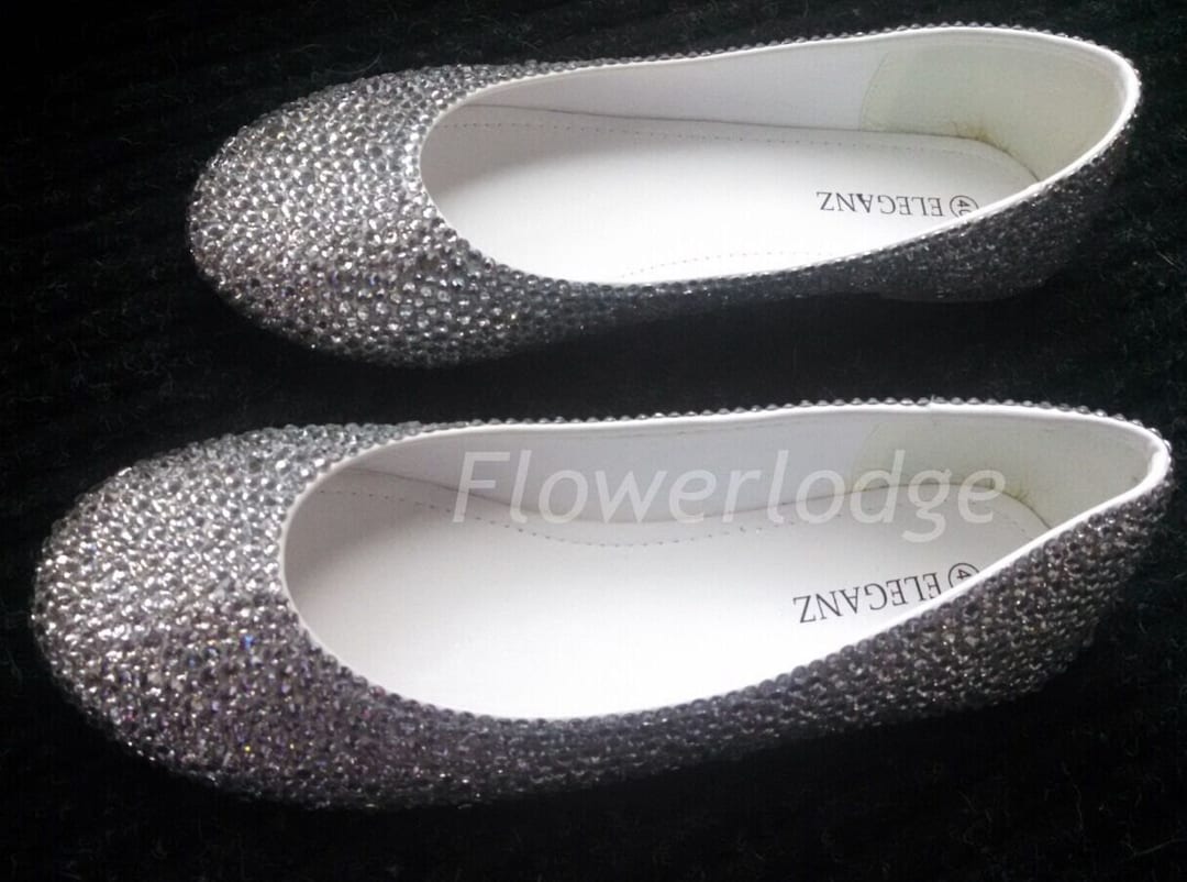 Glitter Ballet Flats Clean Rhinestone Women Ballet Slippers Closed Toe