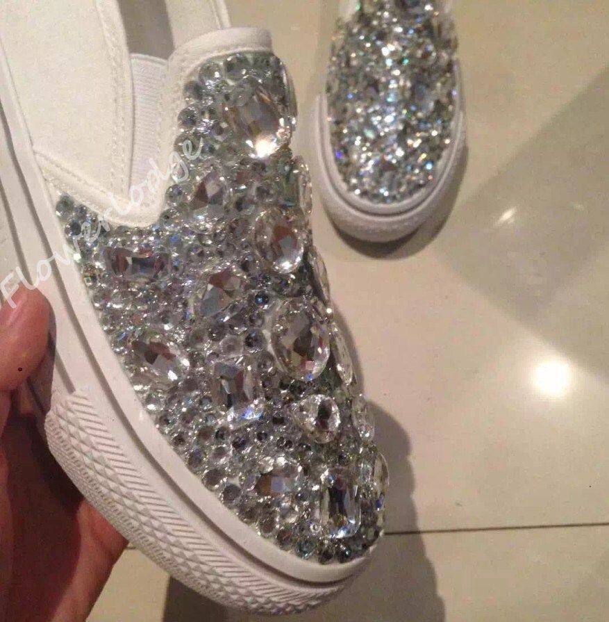 Swarovski Bling Canvas Shoes-silver Clean Bling Sneaker Custom - Etsy