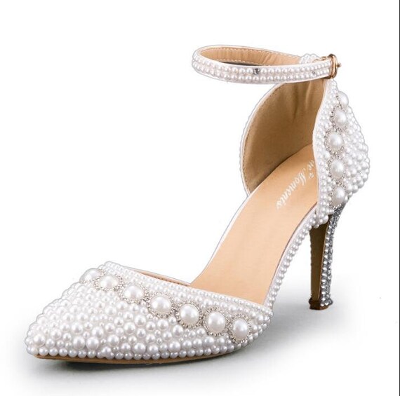 Pearl Rhinestone Diamonds Bridal Sandals Inches Heels