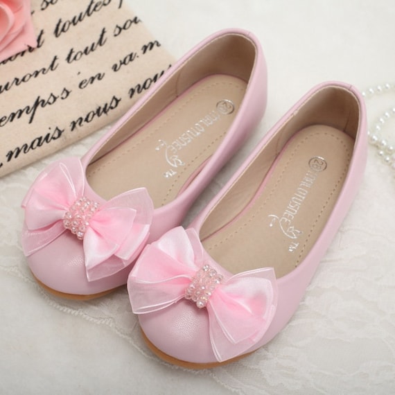 Baby Pink Flower Girl Shoes Bow Toddler 