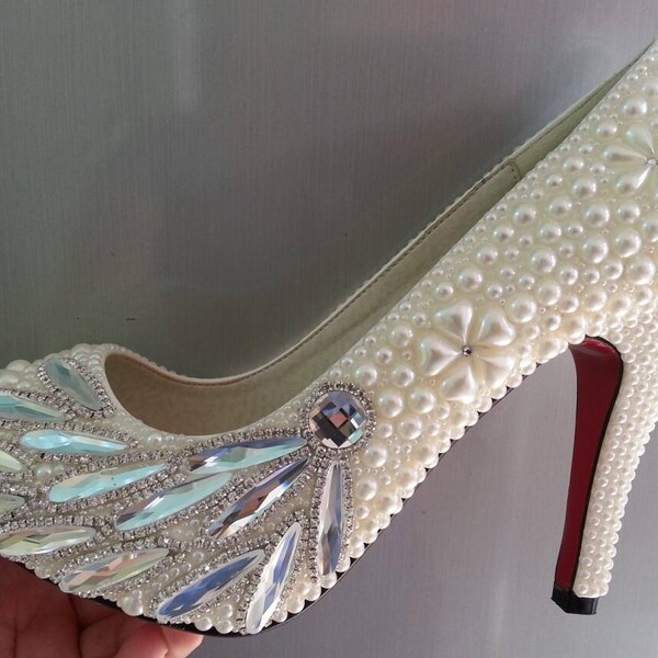 ivory women slippers clean rhinestone women heels custom girls Bat Mitzvah shoes 4" classic Heels