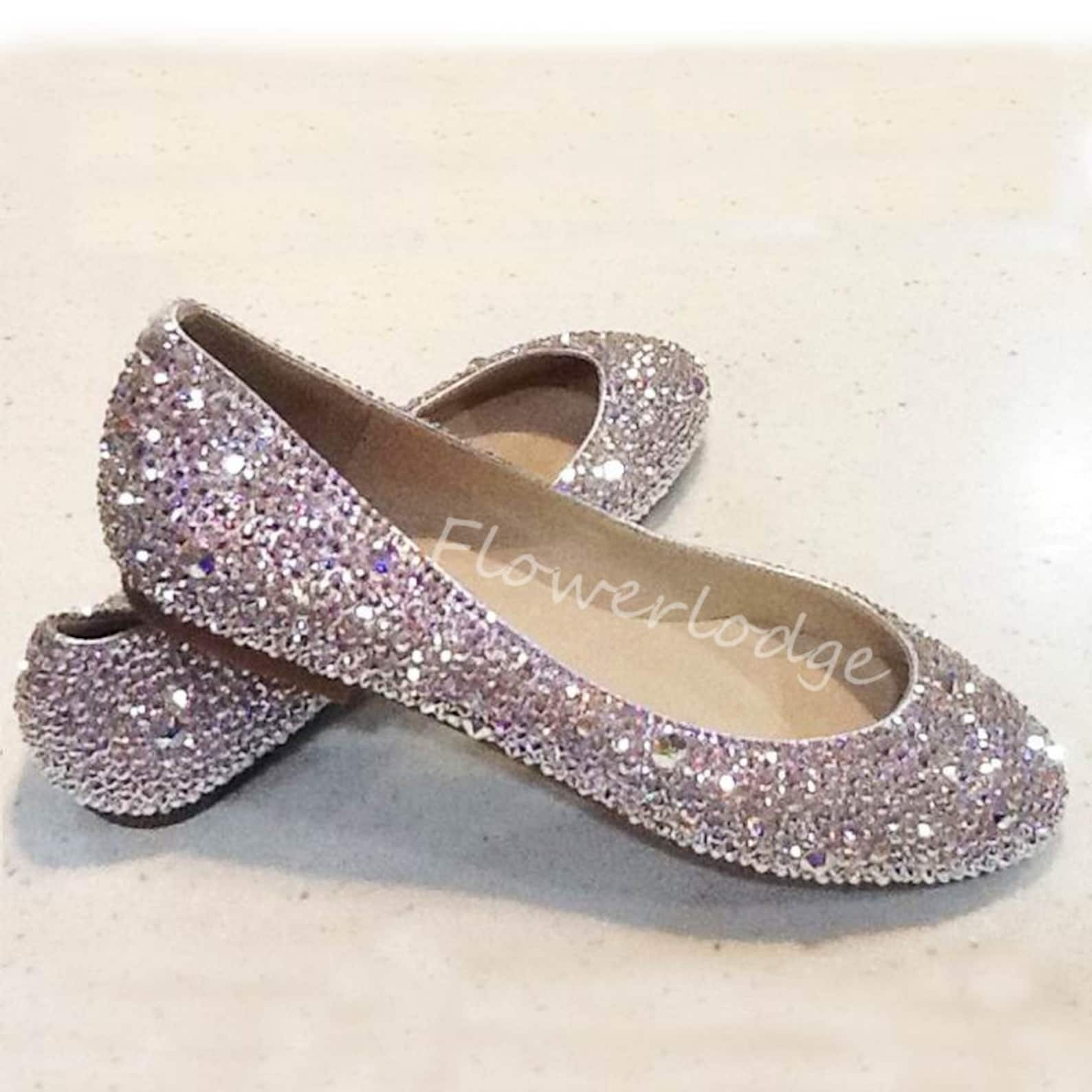 closed toe women clean swarovski crystal ballet flat shoes bridesmaid custom lady slipper shoes