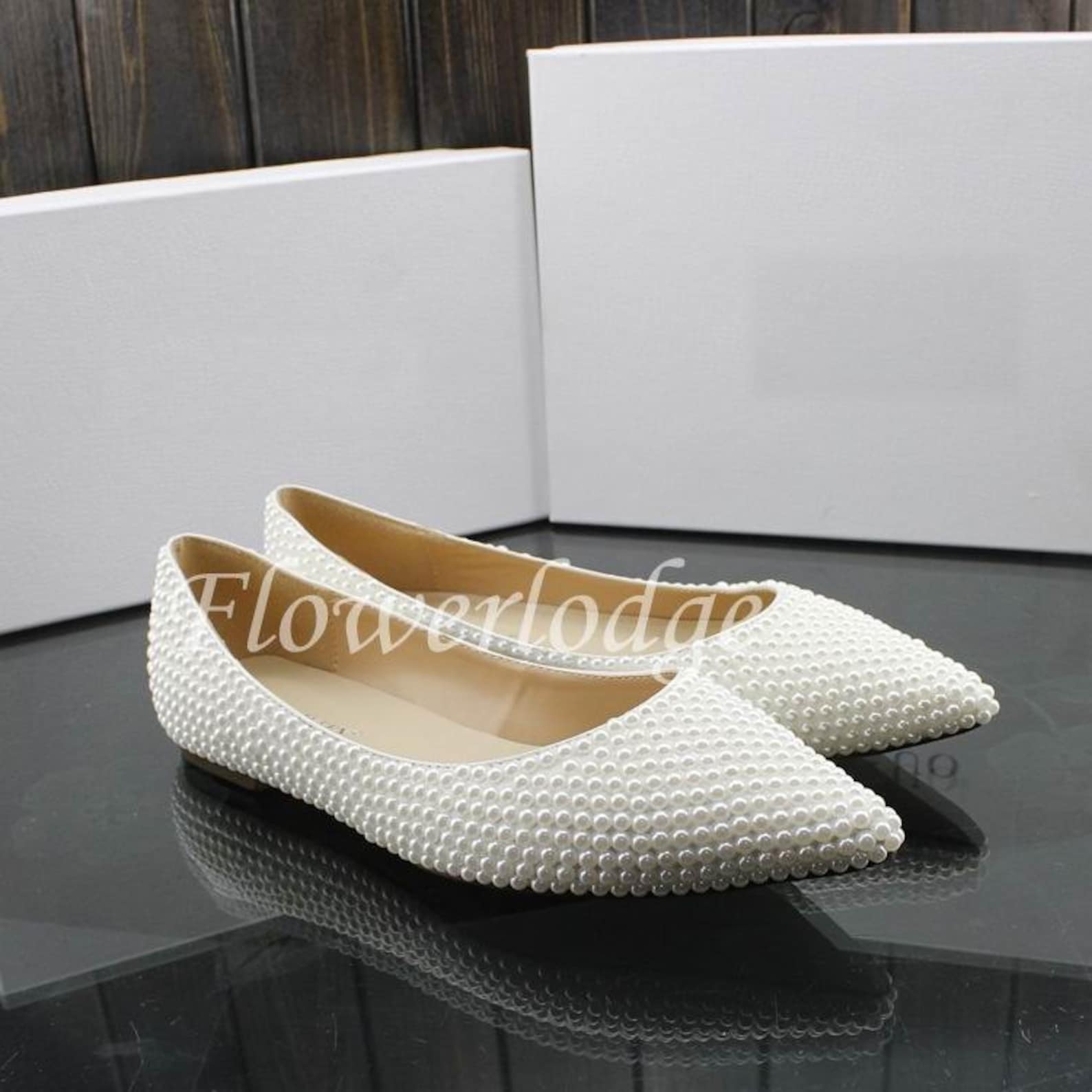 pearl flats shoes ponited toe closed toe women shoes flats ivory ballet flats soft comfortable flat shoes, custom white pearl fl