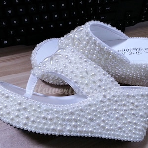 Made to Order Custom Women Shoes/ivory Flip Flops-3 Inch Wedge Flip ...