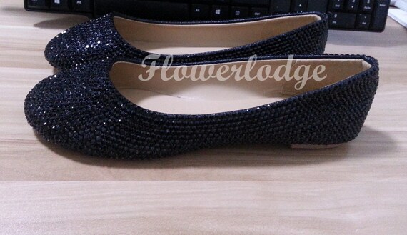 black rhinestone flats