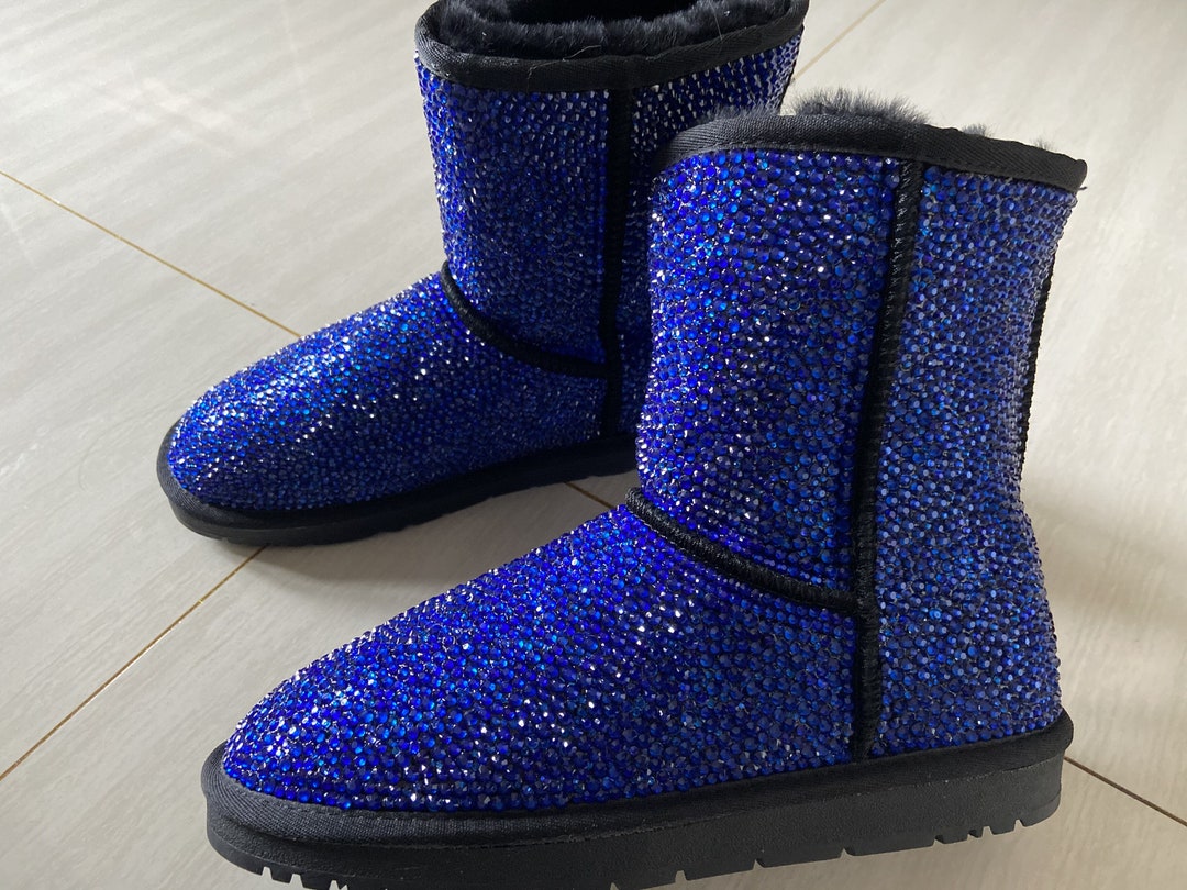 Sequin Boots Blue Glitter Uggs Make Blue Crystal WINTER Boots