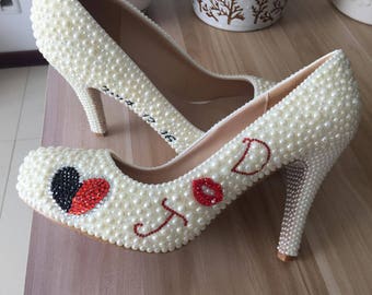 Personalized Women Pearl Shoes- Made to Order Shoes