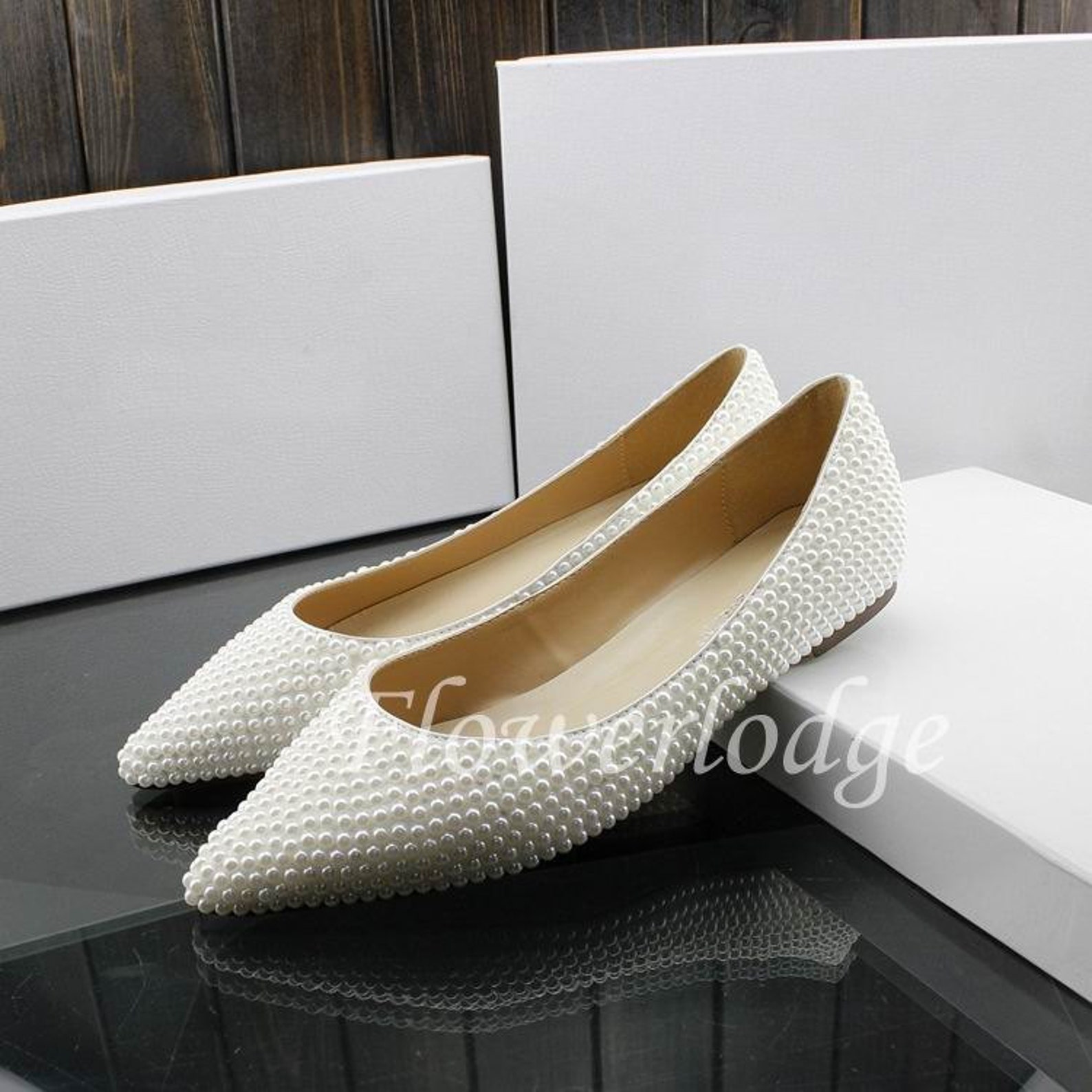 pearl flats shoes ponited toe closed toe women shoes flats ivory ballet flats soft comfortable flat shoes, custom white pearl fl