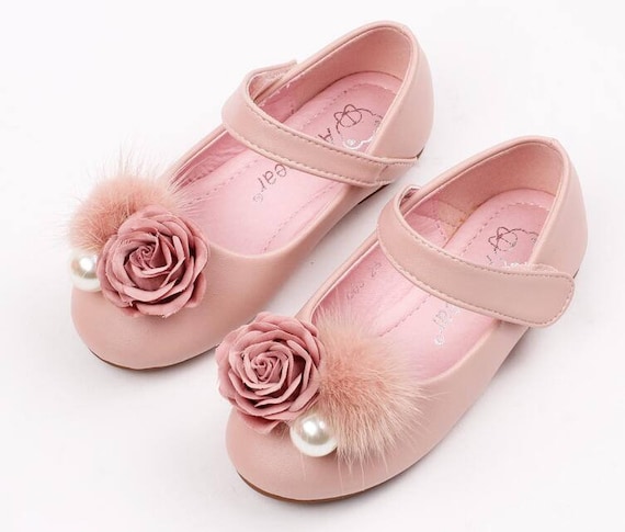 pink flower girl shoes