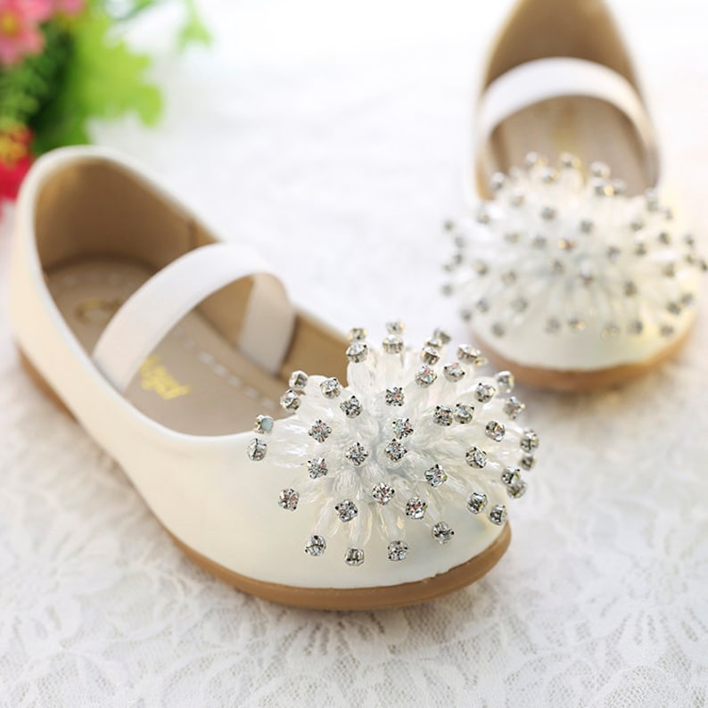 White Flower Girl Shoes Toddler Girl Shoes Bling Silver Kids Etsy