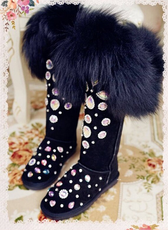 black ugg boots with pom poms