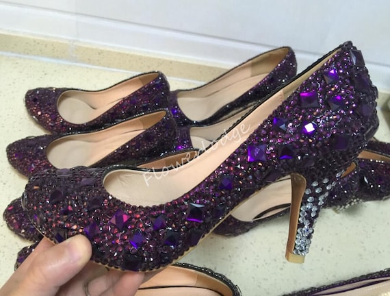 Glitz Shoes Divine Glitter Diamante Mid Heel Peep Toe Court Shoe – Tradegala