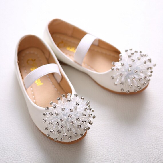 White Flower Girl Shoes Toddler Girl Shoes Bling Silver Kids Etsy