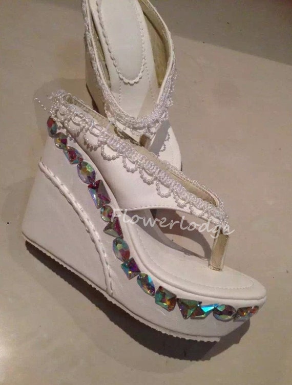 sparkle wedge flip flops