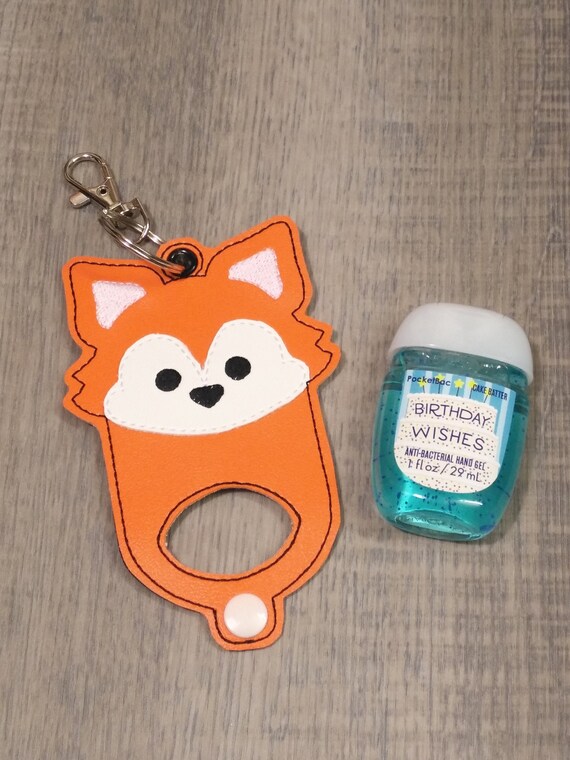 Fox Hand Sanitizer Holder Key Fob Hand Sanitizer Keychain Etsy