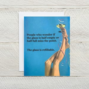 Glas halfleeg of halfvol? ... grappige blanco snarky wenskaart, kaart voor de lol, kaartenset, kaart voor elke gelegenheid [814-382]