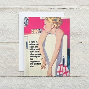 Happiness and Perfect Abs - FUNNY just for fun, snarky, thinking of you, life lesson, just because, friendship, food, diet card... {814-306}