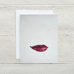 Cartão de nota Leaf Lips, cartão de felicitações - cartão de nota em branco, cartão romântico, cartão de nota clássico, cartão só porque sim, cartão pensando em você [814-399]