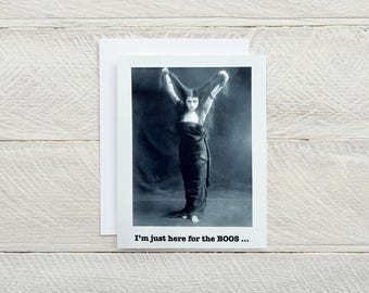 Here For The Boos ... funny blank halloween greeting card, snarky halloween card  trick or treat, halloween party invitations [814-309]