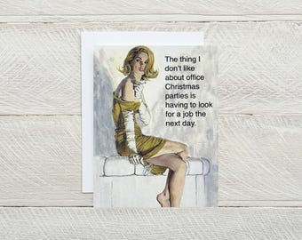 Office party ... Christmas card, holiday card, Christmas parties, funny holiday card, funny Christmas card, snarky sarcastic card [814-208]
