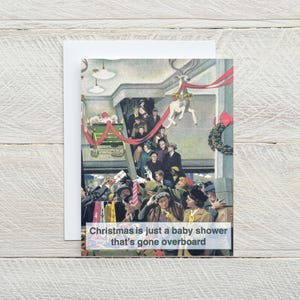 Fête prénatale exagérée... cartes de Noël sarcastiques, cartes de Noël sarcastiques, cartes de Noël irrévérencieuses, cartes de Noël amusantes [814-233]