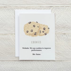 Usamos cookies... tarjeta de felicitación divertida y sarcástica en blanco, tarjeta solo por diversión, tarjeta en caja, tarjeta para cualquier ocasión, tarjeta pensando en ti [814-392]