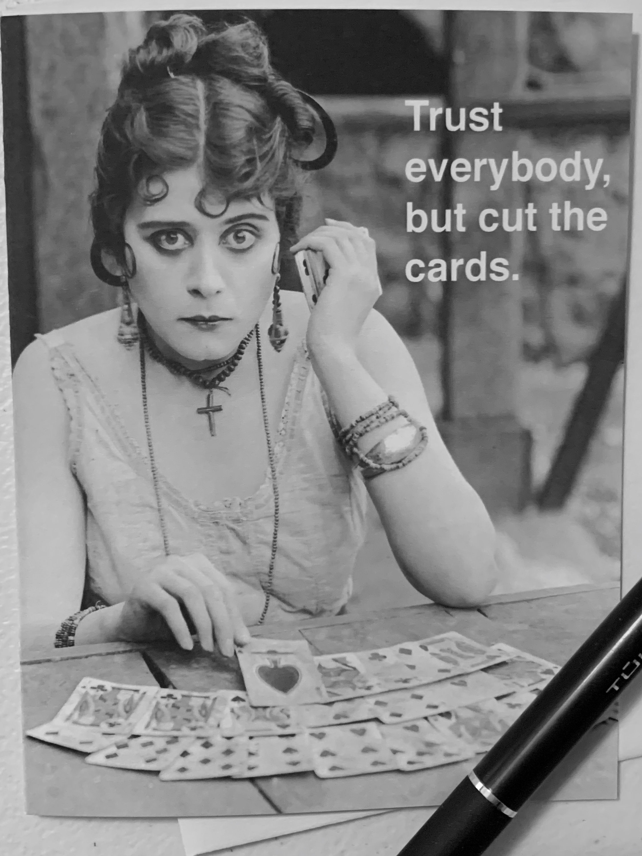 Trust Everybody, but Cut the Cards Life Lessons, Snarky, Funny, Vintage