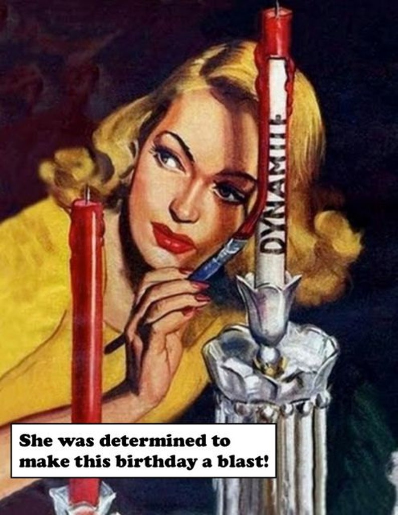 FUNNY VINTAGE BIRTHDAY Card Great Vintage Illustration blast 814001 Etsy