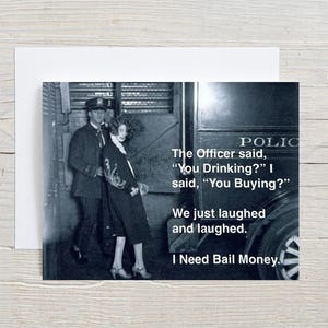 The officer said you drinking?... funny blank greeting card, snarky card, funny drinking card, funny any occasion just for fun card[814-074]