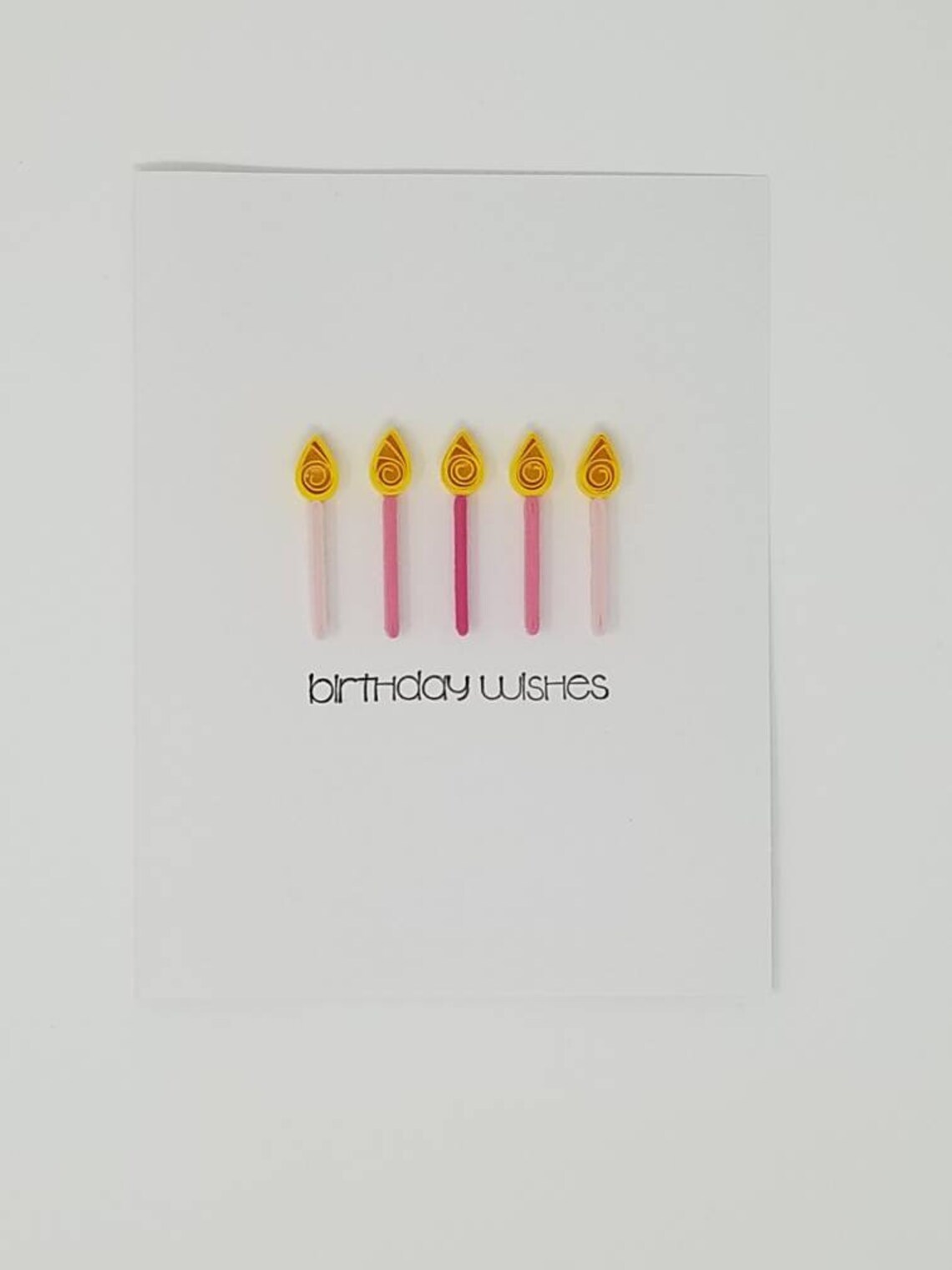Paper Quilling Birthday Wishes Candles Embossed Sentiment Card Etsy