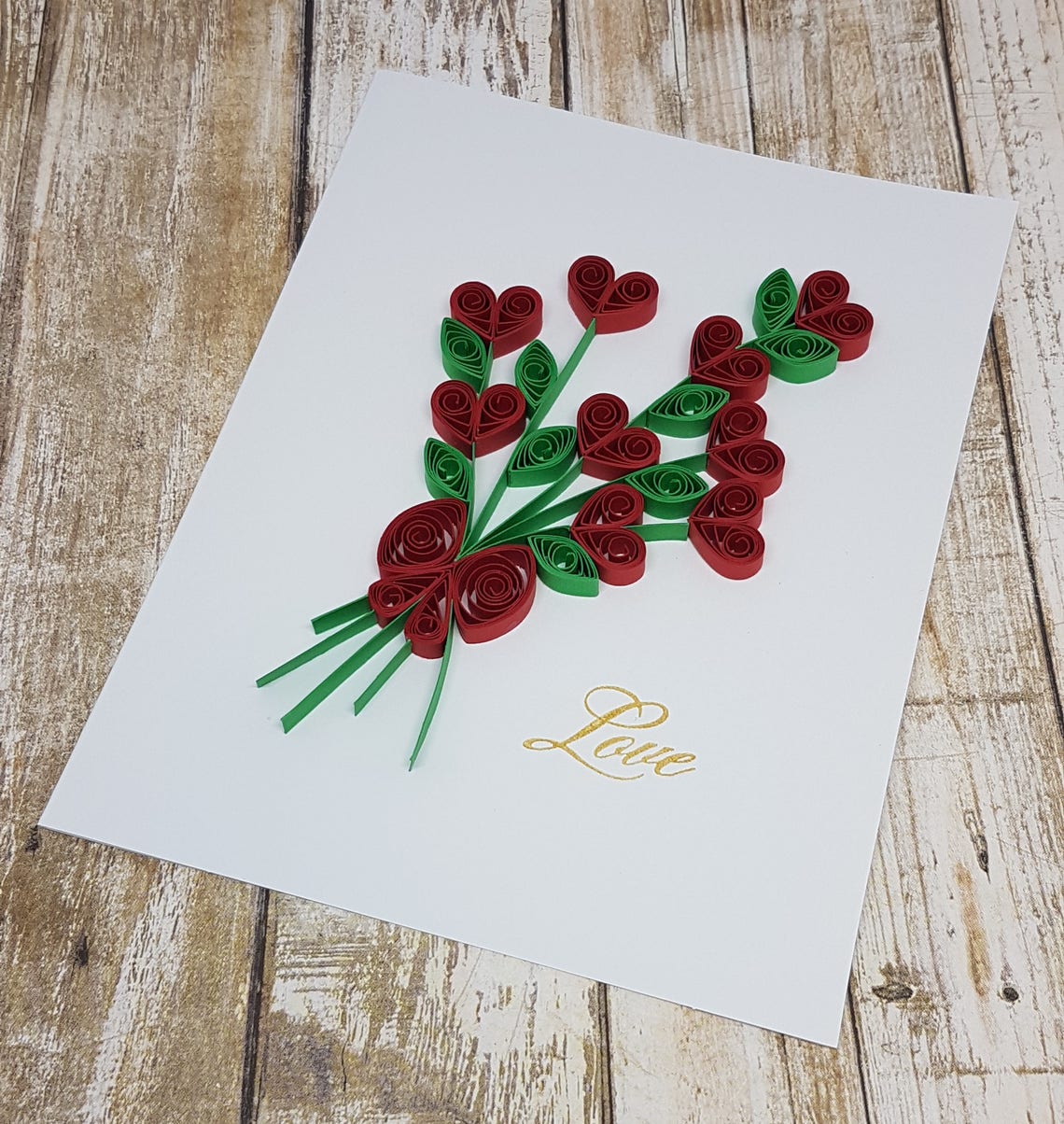 Paper Quilled Love Card 5x6.5 Etsy