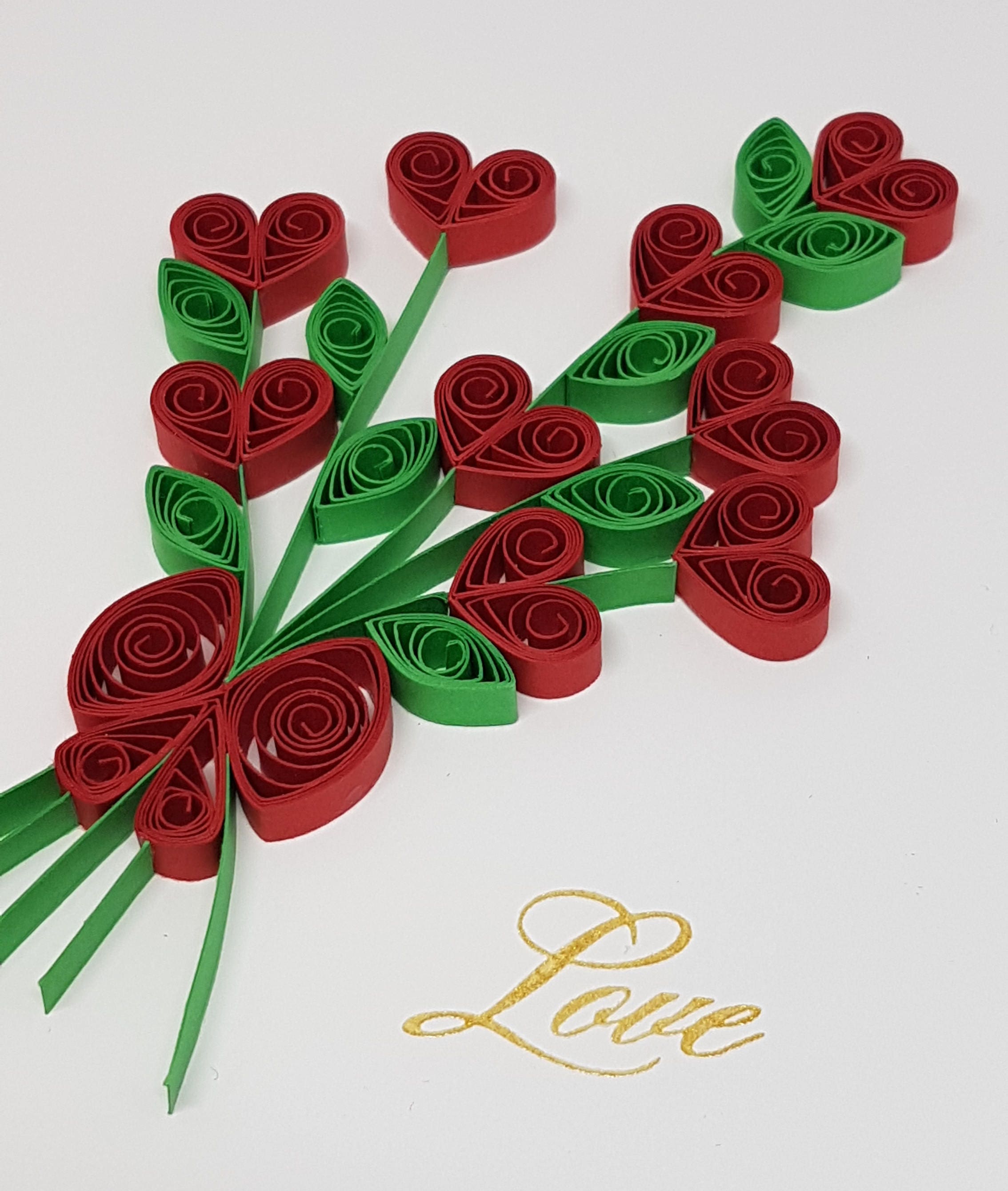 Paper Quilled Love Card 5x6.5 Etsy Canada