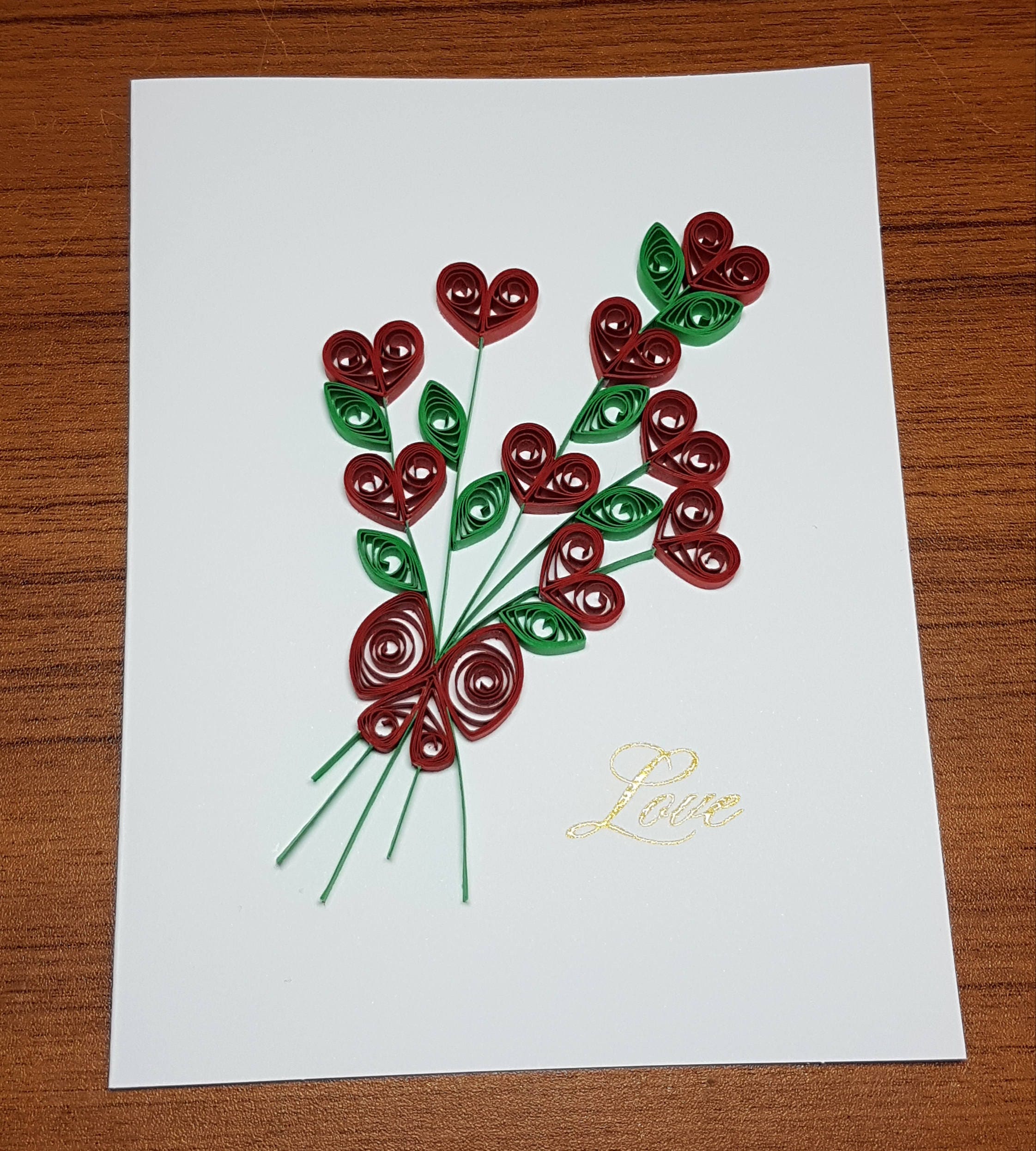 Paper Quilled Love Card 5x6.5 Etsy Canada