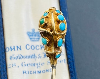 Victorian 18ct Gold Turquoise pear shaped Stick, tie, cravat pin, Circa 1890