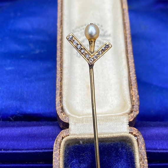 Edwardian 15ct, 15k, 625 Gold Diamond and Pearl, … - image 2