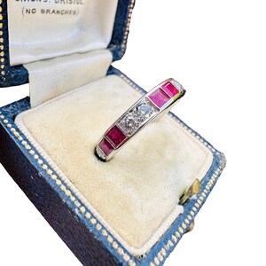 Stunning Platinum, calibre-cut Ruby & Diamond (0.96ct) half eternity, anniversary ring