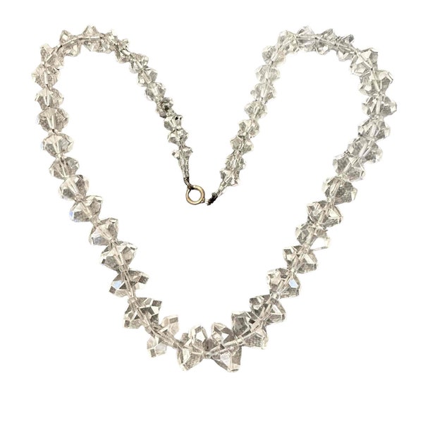 Fabulous, Art Deco, faceted rock crystal bead necklace, length: 17.5" / 45 cm, Circa 1935